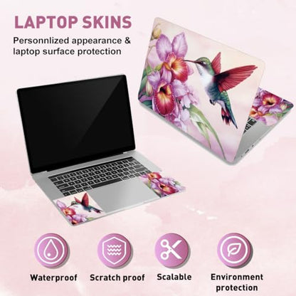 PLIGREAT Hummingbird Flower Laptop Decal Sticker Skin Cover, Pink Laptop Sticker Skin Decal Fits 12" 13" 13.3" 14" 15" Laptops Universal Removable Vinyl Netbook PC Cover Decals - color: Hummingbird Flower