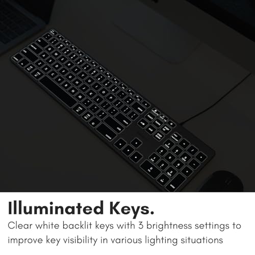 Macally Wired Keyboard for Mac with USB Hub (2X USB-A / 1x USB-C) - Compatible Backlit Apple Keyboard with Dual Interface - Auto OS Detection for Mac, MacBook Pro/Air, iMac, PC, Android, iPad, iOS - color: Space Gray