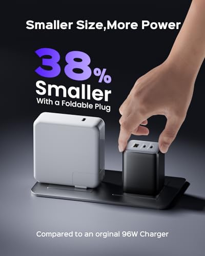 100W USB C Wall Charger, 3-Port PPS PD 3.0 Compact Foldable Wall Charger Block, Fast Power Adapter for MacBook Pro/Air, Dell XPS, iPad Pro, iPhone 17/16/15, Galaxy S25/S24, (Black) - color: Black