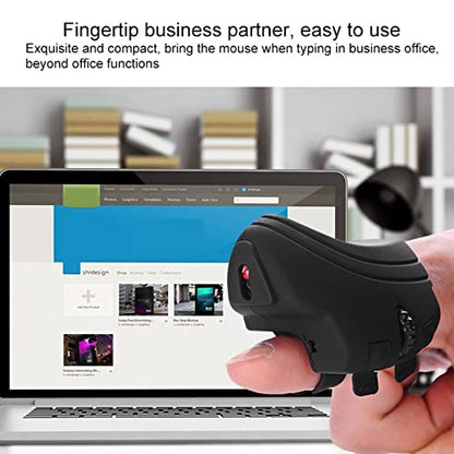 HERCHR Finger Mouses, 1000DPI 2.4G Wireless USB Air Finger Ring ABS Handheld Mouses Scrolling Ring Remote Control Auto Clicker for Laptop PC Office