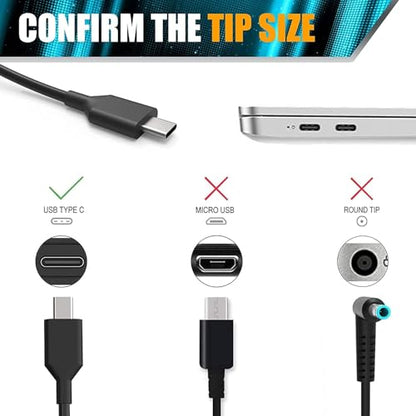 65W 45W USB-C Charger Fit for HP ProBook 440 G11, 445 G11, 450 G10, 460 G11 Laptop Power Adapter Supply Cord