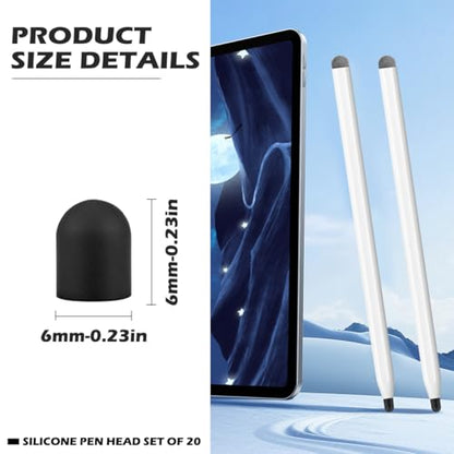 20Pcs Replacement Tips Silicone Rubber Touch Screen Pens Tips for Touch Pen (6 * 6mm) - color: 6*6mm