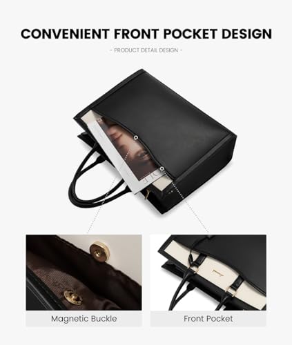 LOVEVOOK Laptop Tote Bag for Women, Leather Office Work Bag Briefcase fit for 15.6 inch Laptop, Large Teacher Computer Bag Handbag,2pcs Set Leather/Black-White | PU Leather Business Briefcase Teacher Travel College Bag Handbag fit for 15.6 inch Laptop, Of