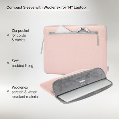 Incase Compact Laptop Sleeve with Woolenex - 14" MacBook/Laptop and iPad/Tablet Sleeve, Computer Case and Cover, Lightweight, Weather Resistant, with Slip Pocket for Accessories - Blush Pink - color: Blush Pink