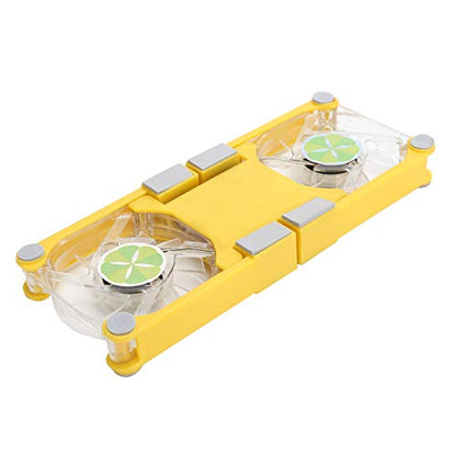 SUNGOOYUE Laptop Cooling Pad, Dual USB Fans LED Light Foldable Stand with Anti Skid Pads for 1217 Inch Notebooks Computer (Yellow) - color: Yellow