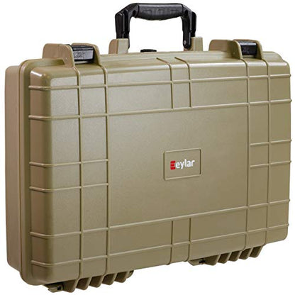Eylar Medium 20" Protective Hard Case for Laptops, Cameras, Tools, and Equipment with IP67 Waterproof, Shock Resistant, and Customizable Foam Inserts (Tan) - color: Tan FDE