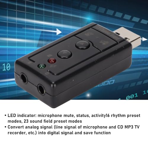 7.1 Channel Sound Card USB 2.0 Pure Digital Sound Output Microphone Ports Audio Upgrade External Sound Audio Adapter Computer Use