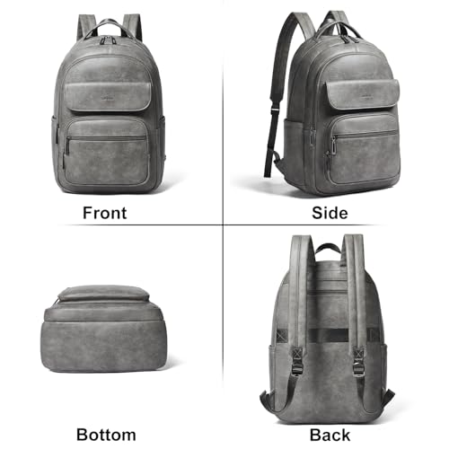 Leresas Backpack Purse for Women Mens for Work Travel Back Pack Purses Vegan Leather Back Pack Fashion Laptop Computer Bag Dark Grey - color: Dark Grey