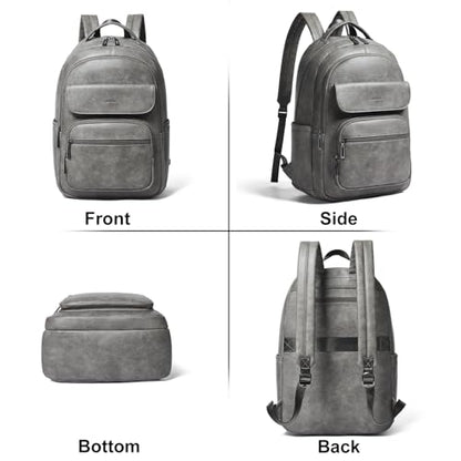 Leresas Backpack Purse for Women Mens for Work Travel Back Pack Purses Vegan Leather Back Pack Fashion Laptop Computer Bag Dark Grey - color: Dark Grey
