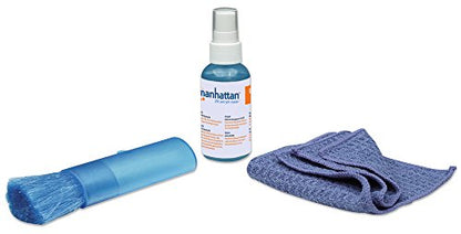Manhattan Screen & Keyboard Cleaner Kit – 2 oz - Non-Alcohol Cleaning Spray with Microfiber Cloth & Keyboard Brush - for TV, Computer, Laptop, Monitor, LED, LCD, Electronic Devices - 421010