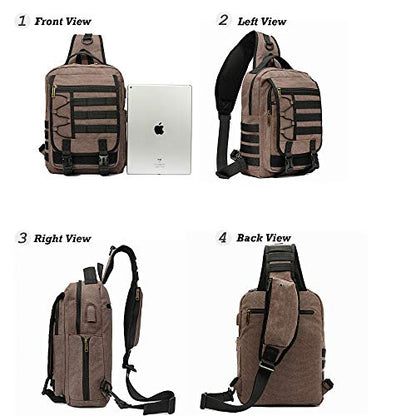NICGID Sling Bags Chest Shoulder Backpacks, Laptop Backpack Crossbody Messenger Bag Travel Outdoor Men Women - color: Coffee-808, size: 13.3 inch