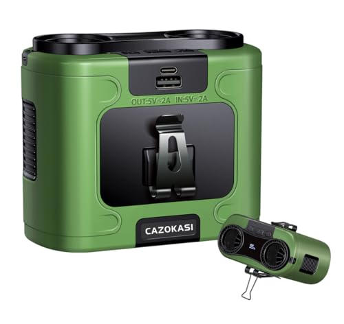 CAZOKASI 2026 Upgrade 20000mAh Waist Clip Fan Wearable Fan Portable Personal Body Fan Powerful Upto 36H Cooling and Heatstroke Prevention Fan (20000mAh/Green) - size: 20000mAh/Green
