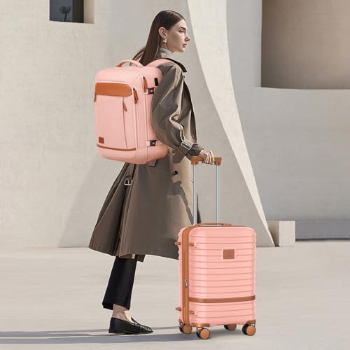 Joyway Expandable Carry on Luggage Sets Airline Approved, Lightweight Hard Shell 20 Inch Carry-on Suitcase with Spinner Wheels (Carry on luggage，Pink) - color: Pink, size: Carry on luggage