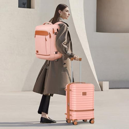 Joyway Expandable Carry on Luggage Sets Airline Approved, Lightweight Hard Shell 20 Inch Carry-on Suitcase with Spinner Wheels (Carry on luggage，Pink) - color: Pink, size: Carry on luggage