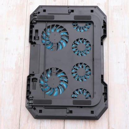 Silent Laptop Cooling Pad Dual USB Ports with 6 Fans, Adjustable Height Stand and RGB LED Lights for Heat Dissipation and Quiet Performance, Compatible with Laptops