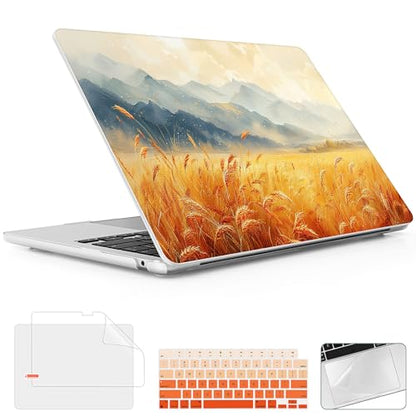 for 2026 MacBook Air 13-inch Laptop Case M5 2026 M4 2025 M3 2024 M2 2022 Release Model A3449 A3240 A3113 A2681, Hard Shell Cover for MacBook Air 13.6 inch, Wheat Field - color: Wheat Field