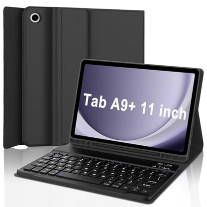 Keyboard Case for Samsung Galaxy Tab A9 Plus 5G 11 inch 2023 (SM-X210/X216/X218), Magnetic Detachable Wireless Keyboard Bluetooth, Smart Folio Cover with S Pen Holder for Galaxy Tab A9+ 11“（Black） - color: Ink Black