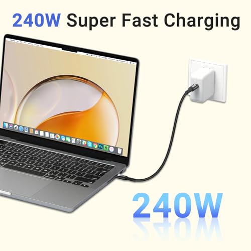 Short USB C to C Cable(1FT, 2packs) 240W Fast Charging USB C Cable | usb c charger cord,5a usb pd cable Compatible with iPhone 16/15 Pro Max, Samsung,MacBook, XPS,Surface - size: 1ft