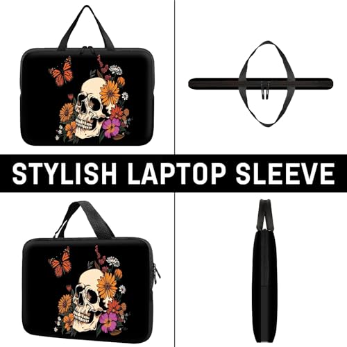 14" 15" Laptop Handle Bag Computer Bag,14.2" 15.4 inch Pouch Holder Notebook Sleeve Cover Compatible for Dell,Lenovo,Toshiba HP, Asus Notebook Messenger Briefcase-Art skull - color: Art Skull