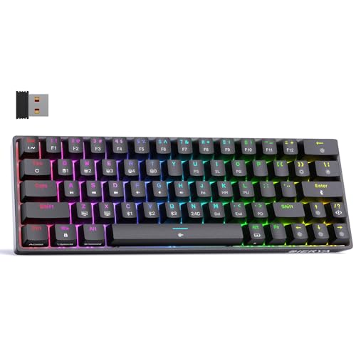 DIERYA DK63 60% Wireless Mechanical Gaming Keyboard | Bluetooth/2.4G/Wired Keyboard | RGB Backlit Compact 63 Keys Mini Office Keyboard | with Blue Switch | for Windows Laptop PC Gamer Typist-Black - style: Black/Blue Switches