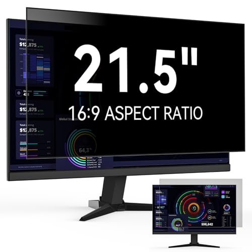 21.5 Inch Computer Privacy Screen Filter for 16:9 Widescreen Monitor, Removable Eye Protection Anti Glare Blue Light Filter Privacy Shield, Anti Scratch Anti Spy Screen Protector Film 21.5 in - size: 21.5" (16:9)-1 pack