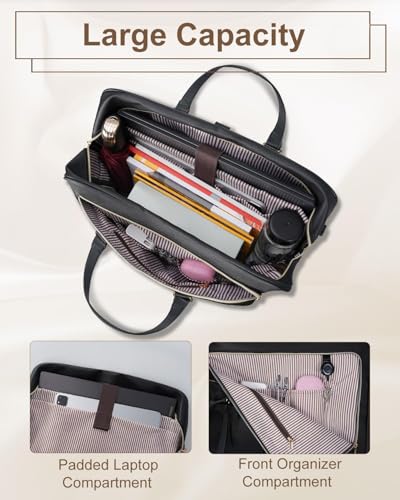 MATEIN 17.3 Inch Laptop Briefcase, Extra Large Convertible Briefcase Backpack for Women, Waterproof Laptop Bag for Work, 3 in 1 Shoulder Bag Computer Messenger Bag Gift for Business Office Lady, Black