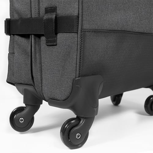 EASTPAK TRANS4 L – 80L Large Checked Luggage Bag, Two Compartments, TSA Lock, 360° Spinner Wheels, and Telescopic Handle, Black Denim - color: Black Denim, size: 80 Liter Checked Bag