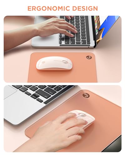 RAPIQUE Bluetooth Wireless Mouse - (BT5.1+2.4GHz) Slim Dual Mode, Pink | Quiet clicks, Low Power, 1600 DPI, USB-A Receiver, Portable design, Works with MacBook, Laptop, iPad Pro/Air and Tablet - color: Pink