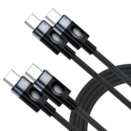 USB C to USB C Cable 100W, 10ft Fast Charging Cord (2-Pack),Long Braided Nylon Type C Charger for MacBook Pro/Air, iPad Pro, iPhone 17/16/15, Samsung Galaxy S25/S24/S23 - Black - size: 2P-10FT