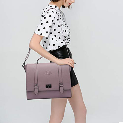 Women's 17 Inch Laptop Briefcase, Vintage Purple Saffiano Eco-leather, Multi-Compartment, 3 lb Weight Capacity - size: 17.3-inch