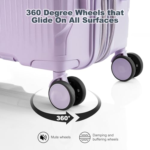 Nazhura Luggage Set, 3-Piece Hardside Suitcase Set, 20-inch Carry On, 24-inch, 28-inch Luggage - color: Purple