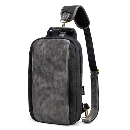 Canvas Messenger Bag Sling Bag Crossbody Shoulder Bag for Men Women Travel Work Satchel Bags - color: Black-a
