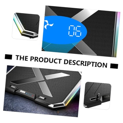 ARTIBETTER RGB Led Laptop Cooler Pad Gear Adjustable Height Fan Cooling Design with LCD Touch Control USB Powered for Gaming and Workstation Use