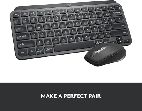 Logitech MX Keys Mini Minimalist Wireless Illuminated Keyboard - Graphite | Minimalist, compact, Bluetooth, USB-C, metal build, compatible with Apple macOS, iOS, Windows, Linux, Android - color: Graphite, style: MX Keys Mini