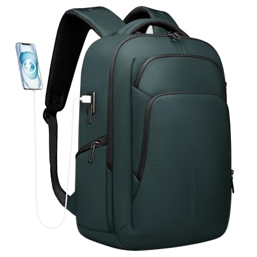 17.3 Inch Laptop Backpack for Men Women, 30L Travel Backpack | Carry-On Flight Approved,Work Computer Backpack with USB A&C Port,Business Laptop Bag,WaterResistant Anti-Theft Daypack - color: Dark Green