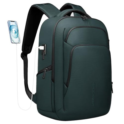 17.3 Inch Laptop Backpack for Men Women, 30L Travel Backpack | Carry-On Flight Approved,Work Computer Backpack with USB A&C Port,Business Laptop Bag,WaterResistant Anti-Theft Daypack - color: Dark Green