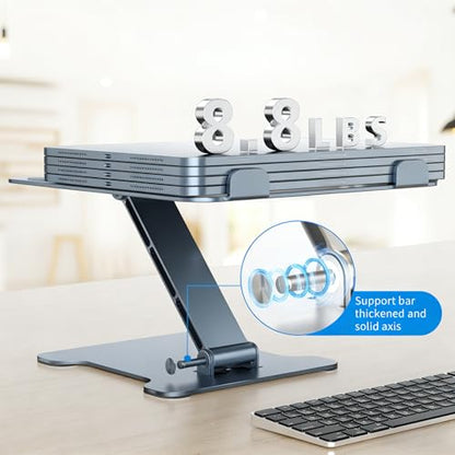 LRLKFX Laptop Stand Portable Foldable Aluminum Laptop Riser Height Adjustable Ergonomic Holder for Desk Compatible with MacBook Air Pro, Dell, HP, Lenovo & More 10-15.6" - Gray - color: Gray