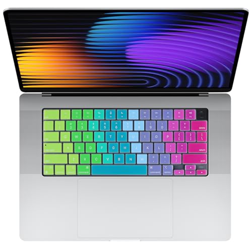Allinside MacBook Keyboard Cover for Pro 14"/16" (M2/M3/M4, 2021–2025) & Air 13"/15" (M1/M2/M3/M4 Pro/Max, 2022–2025), Laptop Keyboard Protector Skin, US ANSI Layout, Rainbow - color: Rainbow, size: 2021-2025 MacBook Air/Pro 13 14 15 16