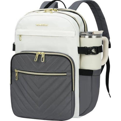 VANKEAN Laptop Backpack for Women (Beige-Grey, 18 Inch) - color: Beige-grey, size: 17.3 Inch