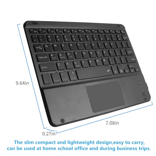 Bluetooth Keyboard with Touchpad,Ultra Silm 7 Colors Backlit Wireless Keyboard Rechargeable Portable Keypad with Trackpad for iPad iOS Android Windows Tablets PC Smartphone Universal(Black)