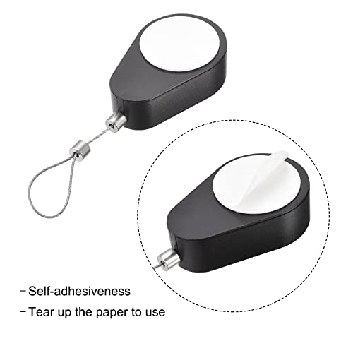 MECCANIXITY Retractable Cable Lock with Self-Adhesive, Remote Control Security Lock Anti-Lost Rope Hardware Cable Lock 600g Tensile Force Black - color: Black