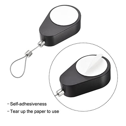 MECCANIXITY Retractable Cable Lock with Self-Adhesive, Remote Control Security Lock Anti-Lost Rope Hardware Cable Lock 600g Tensile Force Black - color: Black