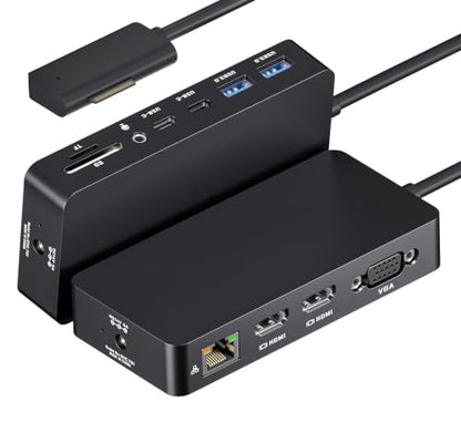 Surface Pro Docking Station - 2026 New HDMI+HDMI+VGA Triple/Dual Monitor Docking Station for Surface Pro 11/10/9/8/X/7/6/5/4/3, Surface Laptop 7/6/5/4/3/2/1, Surface Laptop Go, Surface Go 4/3/2/1