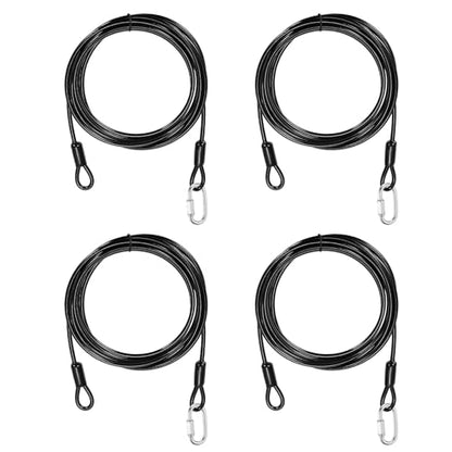 PATIKIL Security Cable Lock (3/16" Dia 9.8ft, Black)(4 Set) Vinyl Coated 304 Stainless Steel Double Loop Flexible Wire Rope Safety Cable with Quick Links Locking Connectors - color: Black, size: 9.8ft x 3/16"