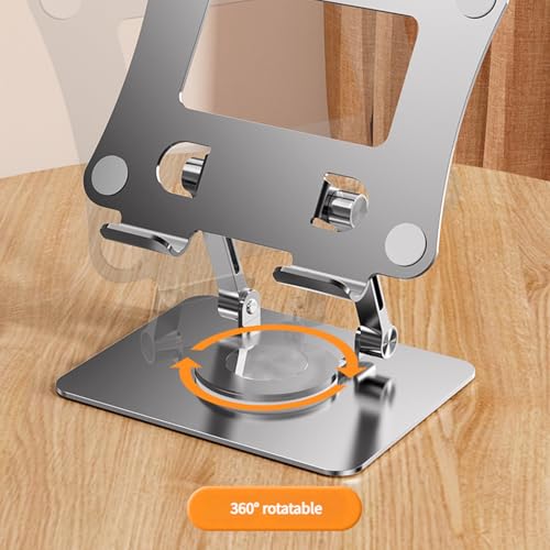 Adjustable Laptop Stand with 360 Degree Rotatable Base Foldable Laptop Holder for Desk Ergonomic Computer Notebook - color: Silver