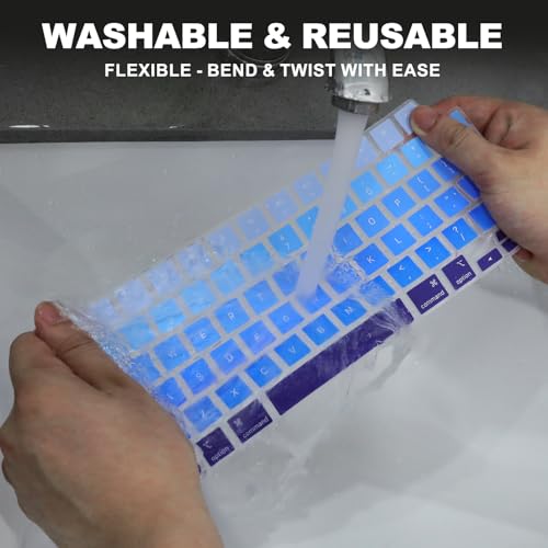 Allinside Keyboard Cover for 2026 MacBook Neo 13-inch A3404 (A18 Pro) & MacBook Air 13"/15" and MacBook Pro 14"/16" (M5 Chip), Premium Silicone Keyboard Protector Skin, US ANSI Layout, Ombre Blue - color: Ombre Blue