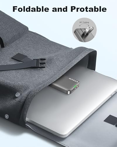 65W GaN USB C Wall Charger Block,3 Port Ultra Thin Flat USB-C Charging Plug,Foldable USB Power Adapter for MacBook,iPhone 15/16,Samsung (Gray) - color: Gray