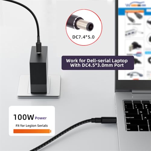 USB-C 100W 20V Input to DC 7.4 * 5.0mm PD Power 65W Output Charge Cable Support QC PD Type-C Compatible with HP-Laptop (1.8m) - style: 7.4x5.0mm HP