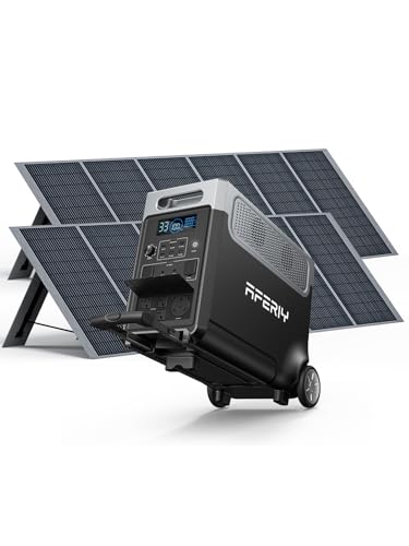 AFERIY Solar Generator 3840Wh Portable Power Station with 2X400W Solar Panel,AC Output with 120V,3600W LEP Battery,Solar Generator for Home Use,Outdoor Camping,Power Outage,Camping,RV | LEP Battery,AC Output with 120V,3600W Solar Generator for Home Backup