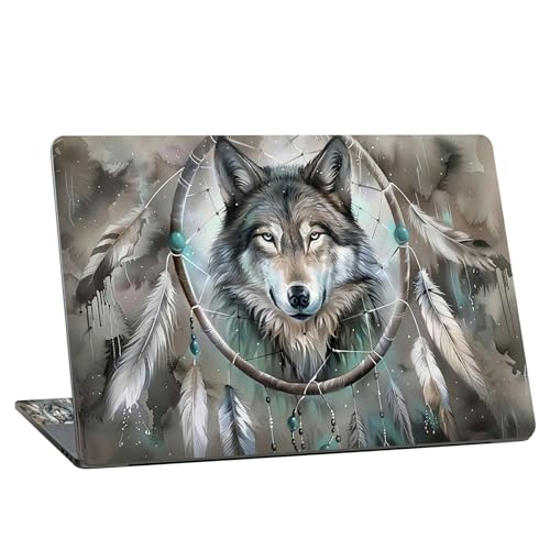 Universal Laptop Skin Sticker with 2 Wrist Pad Skins, Waterproof Scratch Resistant Vinyl Laptop Cover Decal, Cut to Fit for 11–15.6 Inch MacBook HP Dell Lenovo, Dream Wolf - color: Dream Wolf
